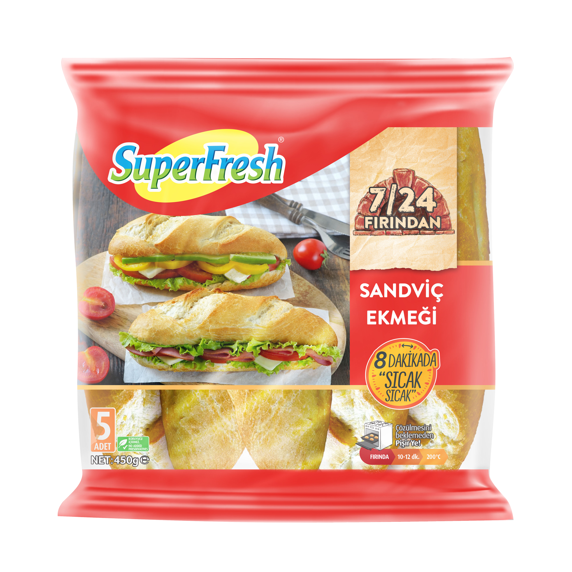 SuperFresh 7/24 Fırından Sandviç Ekmeği